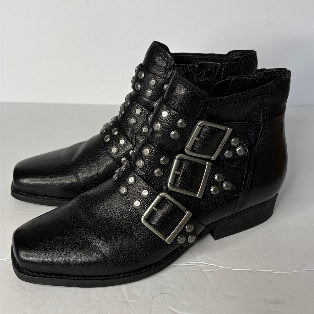 Zodiac Adele Look New Triple Buckle Studded Leather Booties